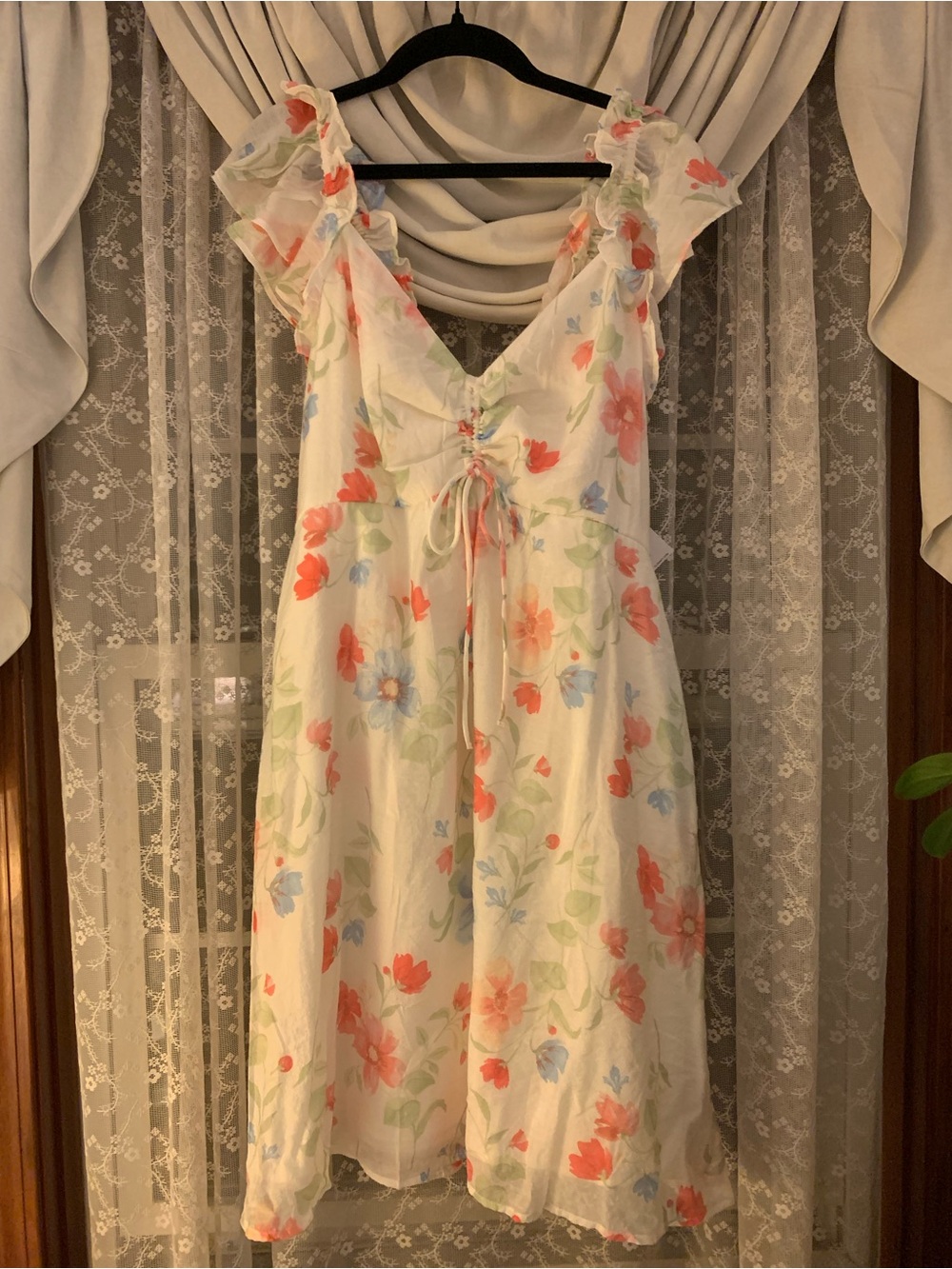 Old Navy White Floral Ruffle Midi Dress